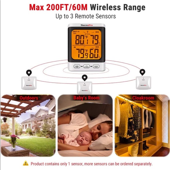 ThermoPro TP62 Indoor Outdoor Thermometer Wireless - Picture 8 of 8